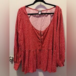 Red Polka Dot Blouse
